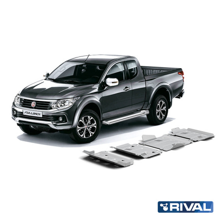 Ensemble de plaques de protection (radiateur, moteur, boîte de vitesses, boîte de transfert) Fiat Fullback 2016-2020;  Mitsubishi L200 2015-2019; 2018-2023; Pajero Sport 2016-2021; 2021-; 2,4 l. / diesel; 3 l. / essence